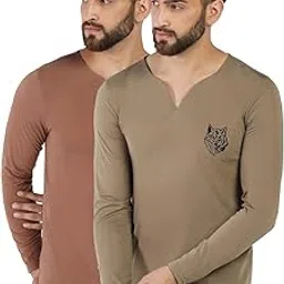 inkkr Regular Fit Latest Style V-Neck Full Sleeve T-Shirts for Men Pack 2-picture-24