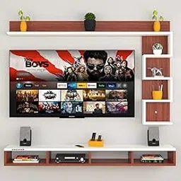 Odestar Primex Engineered Wood Tv Wall Unit, Set Top Box Stand, Walnut & White, Large, for Upto 55 INCH TV (RG-Classic Walnut-White-55inch Tv)-picture-33