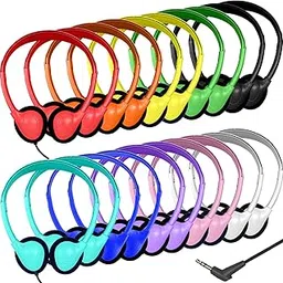 20 Pack Bulk Classroom Headphones for Students Kids School, Wholesale Headphones Class Set with 3.5mm Jack for Chromebook Laptop PC Computer(10 Mixed Colors)-image-37