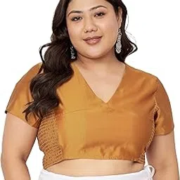 studio rasa Women's Plus Size Silk Blend Stretchable Blouse for Wedding Festive Party-picture-41