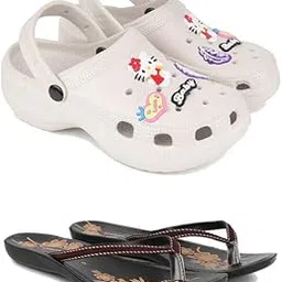 Premium Comfortable Regular Wear Clogs for Women with Stylish Flats Fashion Slippers for Women's & Girls Combo-O10-O19-5 Brown-Combo(G)-O10-O19-5 -P2-picture-16