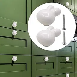 CALANDIS® Mini Rabbit Figurine Drawer Handle Door Handle for Bathroom Nursery Wardrobe Pink-picture-21