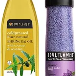 Soulflower Lavender Bath Salt for Body & Foot Spa Bhringraj Hair Oil 100% Pure & Natural| Hair Growth, Strengthening & Nourishing hair roots, Anti-Dandruff, Cooling Scalp| Coconut, Sesame| 120ml-picture-28