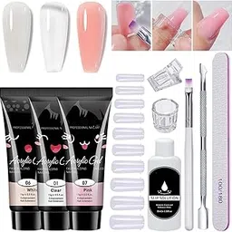 Poly Nail Gel Extension Kit for Builder Gel UV Nail Art Kit Nail Extension Set (Clear, Pink, White) (Set of 10)-image-98