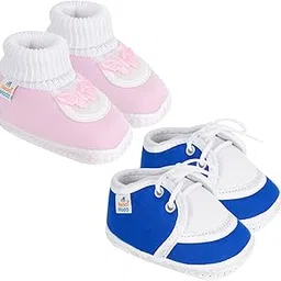 neska moda 6 To 12 Months Baby Boys & Baby Girls Cotton Lace Shoes/Booties (Blue,Baby Pink) -SK175andSK137-picture-37