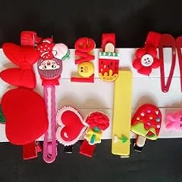 Baby Girls and Kids Hair's Clips, Cartoon Design Hair Clips | Cute Fruit, Cartoon, Animal Hair Pin | Colorful Hairs Accessories (Red, Set of 1)-picture-17
