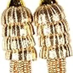 shining star Trendy and Ethnic Acrylic Pearls Tassel Women's Ethnic Work Hanging Latkan for Saree sareepallu Blouse Dupatta Lehenga Gowns suit (Set of 1 Pairs) (Rose Gold)-picture-52