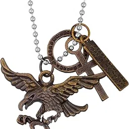 Missmister Bronze Eagle Falcom, Cross Crucifix name tag Fashion pendant Men Women (MM7519PCKL)-image-15