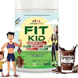Growfitz FitKid | Natural Healthy Everyday Meal for Kids 2-18 | No Added Sugar | Supports Bone Strength, Immunity, Brain Development | 6.3g Protein | Almonds, Walnut, Ragi, Bajra (400g, Chocolate)-picture-27