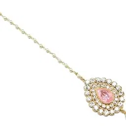 radhesh creation and jewellery Gold Plated Big Stone Maangtikka for Women and Girls-picture-40