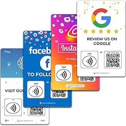 Social Review Tap Card | Review QR Code | Contactless review card | NFC Tap Card | Unlimited Use nfc Cards (4-Pack Social Cards)-picture-36