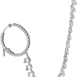 adwitiya collection Rhodium Plated American Diamond Nath With Chain Nose Ring-picture-46