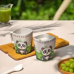 THE BAMBOO CO® Bamboo Kids Mug/Drinking Cup |Set of 2 | Made of Bamboo |for Milk,Juice,Water,Tea,Coffee | 400 ml | Eco - Friendly | Organic & Natural. (Panda)-picture-21