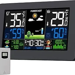 Weather Station Wireless Indoor Outdoor Thermometer, Digital Thermometer with Remote Sensor, Large Display Home Weather Stations with Weather Forecast, Atomic Clock, Barometric Pressure, Moon Phase-image-69