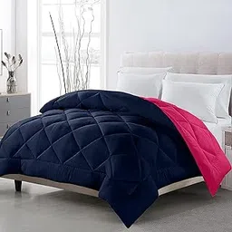 Reversible Double Bed King Size Comforter/220 GSM Microfiber Reversible AC Comforter/Blanket for Winter/Quilt -Blue,Pink-Pack of-01-picture-12
