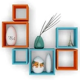 ARTFUL HAND CRAFTS Set of 6 Square Cube Floating Wall Shelves | Decorative Bookshelves for Trophies, Wall Décor, Living Room & Bedroom-image-10