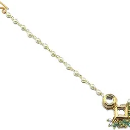 radhesh creation and jewellery Gold Plated Small Size Maang Tikka for Women and Girls-picture-12