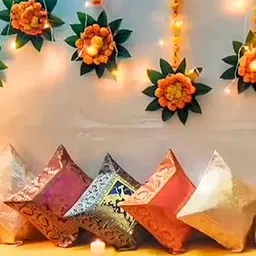 AGAAS ENTERPRISES Flower Decorative Wall Hanging Set of 4 Handmade Wedding Decor Door Toran Flower Decorative Item for Diwali Wedding Decoration Lotus Metal Hanging Tealight Holder 20 cm-picture-29