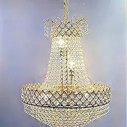 SUANI Modern Crystal Decorative Pendant Chandelier for Home, Restaurant, Hotel | Light Fixture Jhoomar (Golden 480 mm)-picture-18