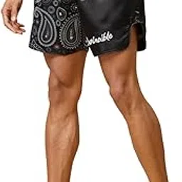 invincible Buta Paisley Print Muay Thai Shorts Black-picture-14