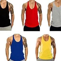Men's Blank Stringer Y Back Bodybuilding Gym Tank Tops Pack of 5-image-25