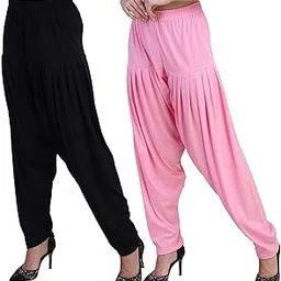 casuals Combo Offer (Pack of 3) Cotton Viscose Lycra Dhoti Patiyala Salwar Harem Bottoms Pants for Womens-picture-41
