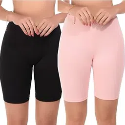 boleem Women's Girls Cycling Shorts for Gym, Yoga, Underskirt, Activear Solid Color (Pack of 2)-picture-52