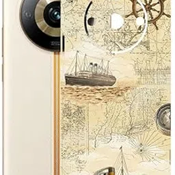 AtOdds - Compatible for REALME 11 PRO - Mobile Back Skin Sticker - Lamination - Film Wrap (Coverage - Back+Camera+Sides) (Design - Pirate Map)-image-37
