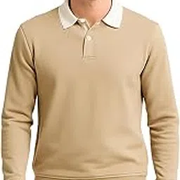 bullmer Solid Polo Neck Full Sleeve Cotton Blend Tshirt with Rib for Men | Stylish Full Hand Tshirt for Men-picture-32