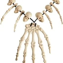 Pop The Party Skull Pendant Necklace – Skeleton Head & Hand Bone Charm – Resin Halloween Cosplay Jewelry for Fancy Dress Party, Costume Accessory-picture-13