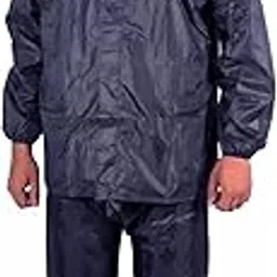 Neekshaa Mens Raincoat with Hood | Water Fighter- Raincoat for Men | Waterproof Coat and Pant and Carrying Pouch-Black & Blue-picture-28