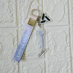 sharangu SEVENTEEN Caratbong Lightstick Inspired Acrylic Keychain With Lanyard | SVT & Carat Logo Landyard |Kpop BoyBand | Caratbong Keyring | Seventeen Keychain| Kpop Lightstick Keychain-picture-23