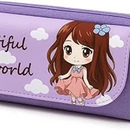 Corporate Supplies Cute Pencil Box Pouch | Stationery Organizer with Zipper | Large Capacity Pencil Case for Girls, Boys & Kids | School Pouch for Pens, Colors & Stationery Items (Purple)-image-29