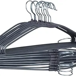 Tarun Hanger 555 Grey Plastic Covered Steel Hangers | Durable & Strong Steel with Plastic Coating | Non-Slip, Swivel Hook, Space-Saving Design for Shirts, Tops, Dresses & Jackets | Pack of 10-picture-26