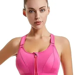 fabluk Polyamide Padded Front Zip High Support Racerback Sports Bra for Women with Adjustable Straps, Moisture-Wicking 4-Way Stretch Fabric, Sizes M to 5XL-picture-42