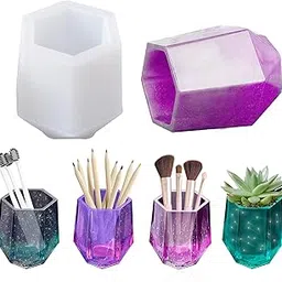 HASTHIP® Silicon Moulds for Resin Art DIY Cup Resin Silicone Mold Cosmetics Brushes Pen Storage Plant Pot Mold for Home Decor (White-Small Cup)-picture-14