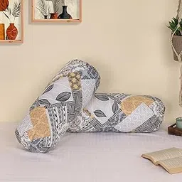 Clasiko Cotton Bolster Pillow Set of 2 – Multicolor Patchwork Bolsters for Sofa, Bed & Living Room | Soft & Washable Round Pillow Set | Made in India-picture-13