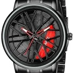 Luxury Rotating Dial Men’s Analog Watch with Black Metal Strap & Red Accent | Stylish Waterproof Wrist Watch for Men | Premium Automatic Look Wristwatch for Party, Office & Casual Wear-image-10