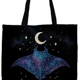 the purple tree Manta Ray Aqua Spirit Eco-Friendly Canvas Tote Bag, Sustainable, Reusable Shopping, Beach, Travel or Everyday Tote, ocean Tote Bag-picture-57