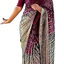 florely Women's Georgette Sequence Saree For Women With Blouse Piece-picture-14