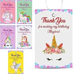 Party Propz Thank You Tags For Return Gift - (20 Pcs) Unicorn Theme Thank You Cards For Return Gifts (Cardstock), Thank You Tags For Return Gift Unicorn with Ribbon (1 Pcs), Birthday Return Gifts-picture-14