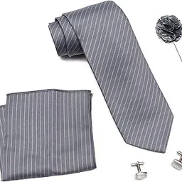 rizoro Tie for Men – Plaid Silk Neck Ties Set with Cufflinks Flower Pin, Pocket Square & Black Gift Box, Combo Necktie Sets for Office Wear, Formal Suits & Weddings (0, S1RB)-picture-63