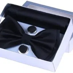 blaqck Men's Formal Black Bow Tie Tuxedo Set, Classic Pre-Tied Style image 1