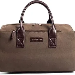 gauge machine Unisex Faux Leather and Canvas Stylish Saddle Duffle Bag (Olive_GMDFB0122210OLI)-picture-10