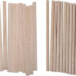 Enakshi® 20 Pieces Natural Square Round Wood Sticks Rod DIY Craft Hobbies |Crafts | Multi-Purpose Craft Supplies | Crafting Pieces | Wooden Pieces-image-92