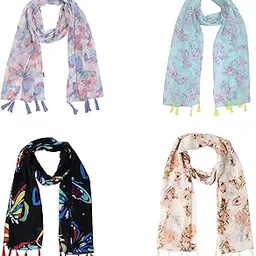 sahil scarf WOMEN FLORAL EXPORT PRINTED TASSEL STOLE COMBO OF 4 (22X72inch)-picture-47