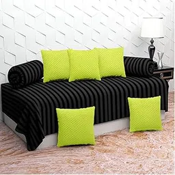 KIAAKSH 200TC Diwan Set Cotton 8 Piece | Deewan Printed Bedsheet Sets for Living Room Hall (Set of 8 Piece, 1-Bed Sheet 60x90 Inch | 2-Bolster Cover 16x32 Inch | 5-Cushion Cover 16x16 Inch)(AAU-05)-image-9