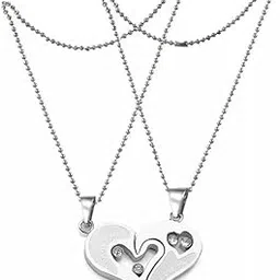 meenaz platinum Pendant for Men Boys boyfriend bf gf girlfriend wife Heart Pendants For Men Silver love Shape Pendants with Chain for Men Birthday Gift for Men Boys Anniversary Gift Husband -94-picture-21