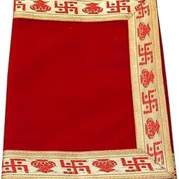 Traditional Red Velvet Pooja Aasan with Gold Border, Decorative Prayer Mat for Hindu Worship, Religious Ceremony Seat Cushion sw1-image-7