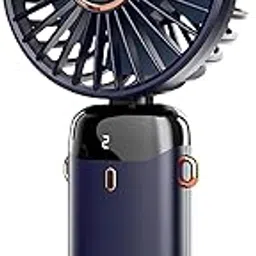 Wisely Multifunctional Handheld Fan with Digital Display – Rechargeable USB Mini Fan with 5-Speed – Silent, Portable Desk Fan for Makeup Girl Women Travel, Office, Home – Personal Cooling Fan, Blue-image-93